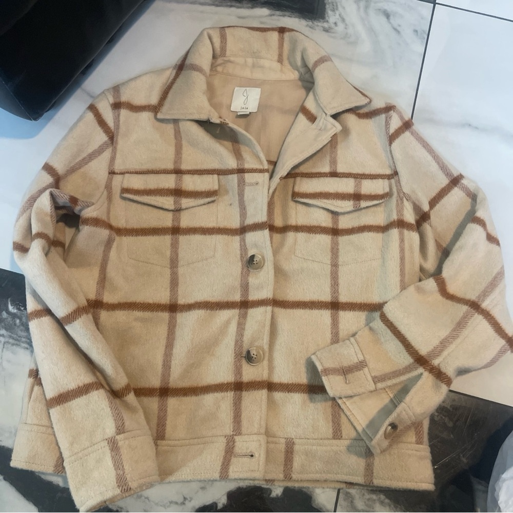 Joie Cream and Brown Utility Jacket